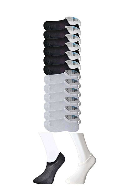 CPU ELEKTRONİK Black and White Men's Invisible Socks 12 pairs