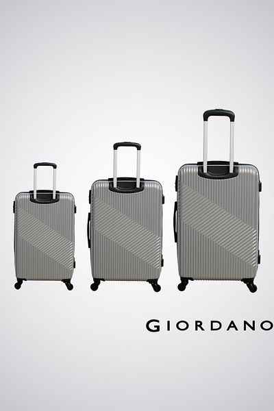 Giordano Logo Series Luggage Set of 3 Silver,ABS Hardshell Lightweight Durable Secure Number Lock.