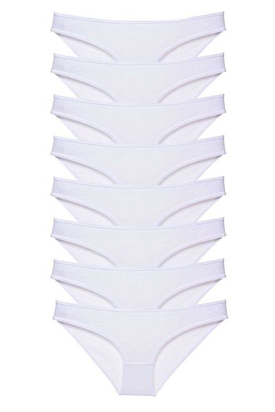 Angoravi 8 Pieces Super Eco Set Lycra Women's Slip Panties White