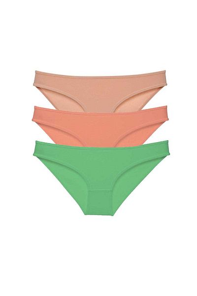 AC BOX 3 Pieces Super Eco Set Lycra Women's Slip Panties Skin Powder Green