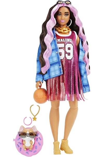 Barbie Extra Ekose Ceketli Bebek Hayvan Dostu Corgi Cinsi Köpek HDJ46