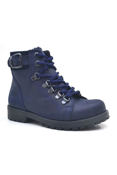 Rakerplus Παιδικές μπότες Griffon από γνήσιο δέρμα Navy Blue με φερμουάρ