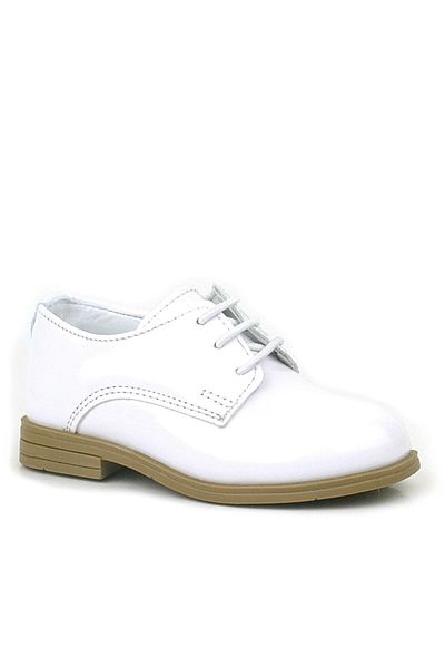 Rakerplus White Patent Leather Laced Oxford Children's Classic Shoes