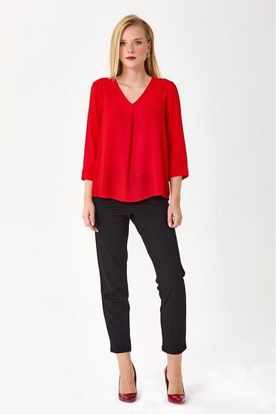 İKİLER V-Neck 3⁄4 Sleeve Blouse 245-3012