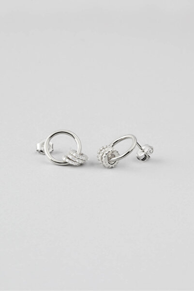 So CHIC... 18 Ayar Beyaz Altın Kaplama Gümüş Tasarım Halka Küpe