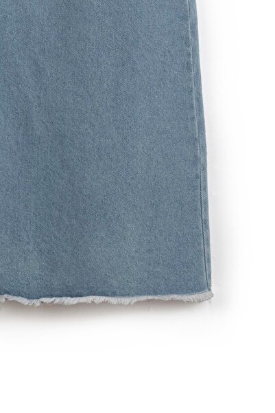 praye Fustă de blugi lungă cu ciucuri albastru deschis