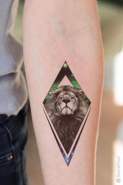BP Tattoo Neon Aslan Geçici Dövme Neon Lion Tattoo
