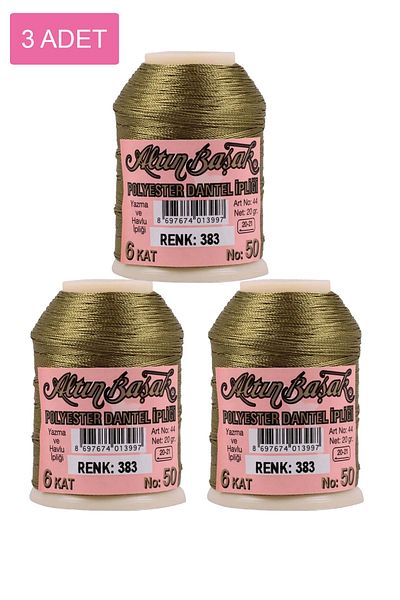 NEZADE STORE 20 Gr Royaleks Gold Spike Needle and Lace Thread - 3 Pieces No: 383