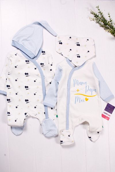 Babydonat 4-piece Jumpsuit Set for Baby Boy - Marine Tie Pattern