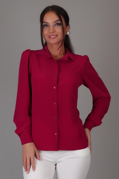 SWEETNESS Țesătură de mătase fucsia - Cămașă pentru femei cu mânecă lungă