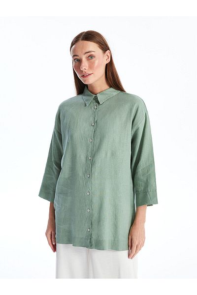 LC Waikiki Lw - Απλό Oversize Λινό Γυναικείο Πουκάμισο