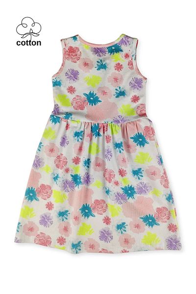difa kids Colorful Flower Patterned Bow Stylish and Comfortable Summer Girl's Dress