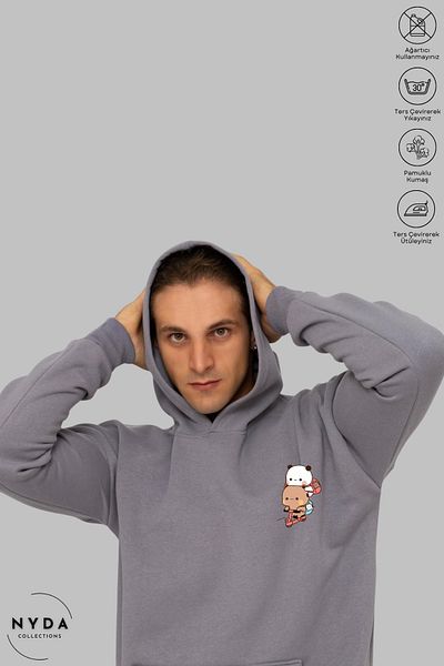Nyda Collections Hanorac din bumbac supradimensionat unisex cu glugă cu mânecă lungă Bubu Dudu Scooter