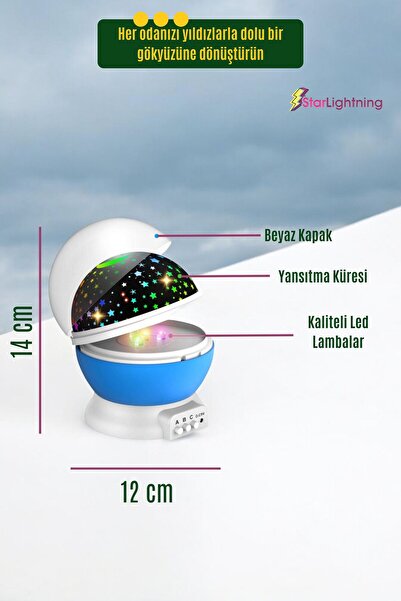 StarLightning Yıldızlı Gece Lambası Çocuk Masa Lambası Dekoratif Lamba Mavi