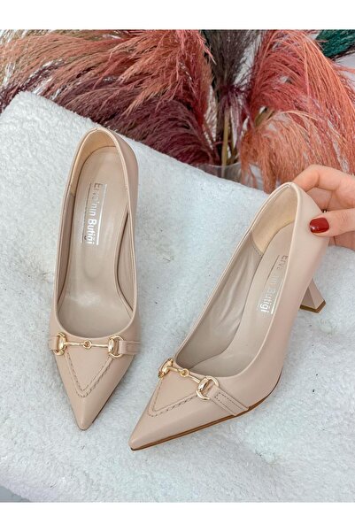 ERVANIN BUTİĞİ Bej Cilt (MossCross) Toka Detay Kadın Stiletto