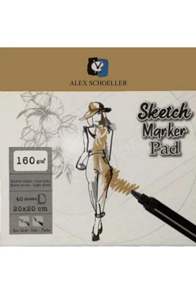 Alex Schoeller Ciltli Sketch Marker Pad 160gr 20x20cm 40 Yaprak Alx:905