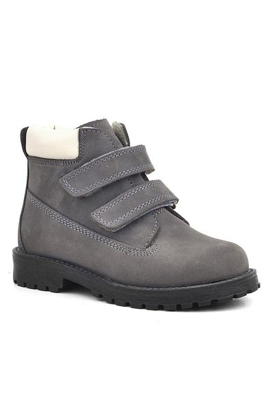 Rakerplus Cizme pentru copii din piele naturală gri cu velcro și blană Neson