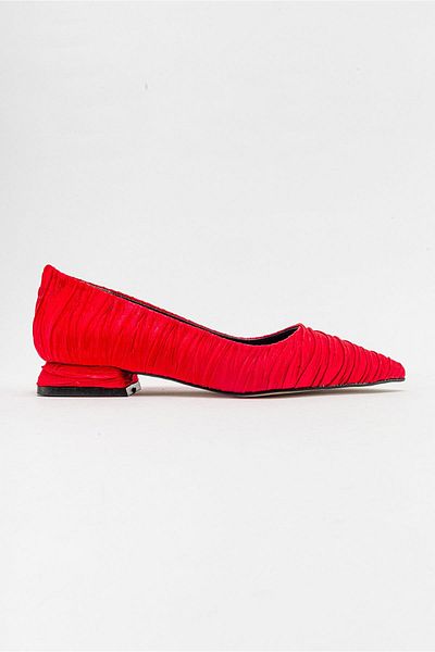Ccway Women's Plain Ballerinas RED SATIN