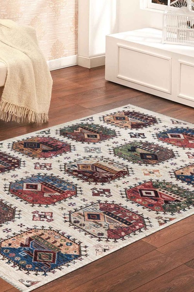 KilimistA VALENCIA 1509 Vintage Kaymaz Taban Yıkanabilir Modern Halı Kilim