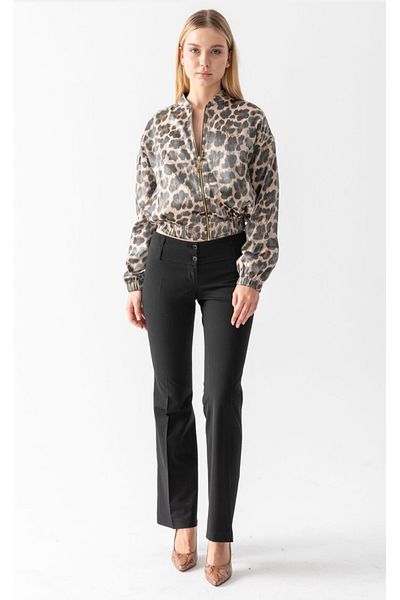 MONETA ANİTA Leopard Pattern Bomber Jacket