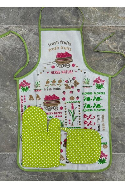 Gezer Life مريلة مطبخ مقاومة للسوائل من مادة PVC - طقم قفازات وحامل مكون من 3...