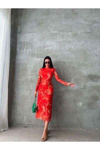 conconmoda Nicola Streç Elbise - Nar Çiçeği