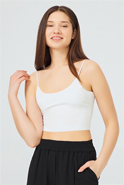 Cottonhill Krémově nastavitelná tenká ramínka Laserem střižená dámská Crop Bustier