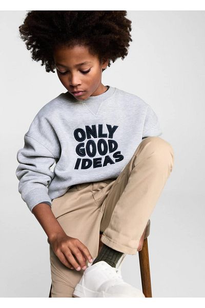 MANGO Kids Βαμβακερό φούτερ με λεπτομέρεια κεντήματος