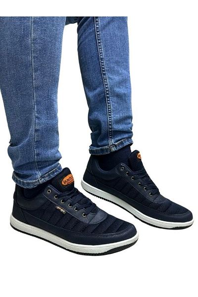 İmerShoes Pantofi de sport casual pentru bărbați, albastru bleumarin, cu șireturi, plasă confortabilă, respirabili
