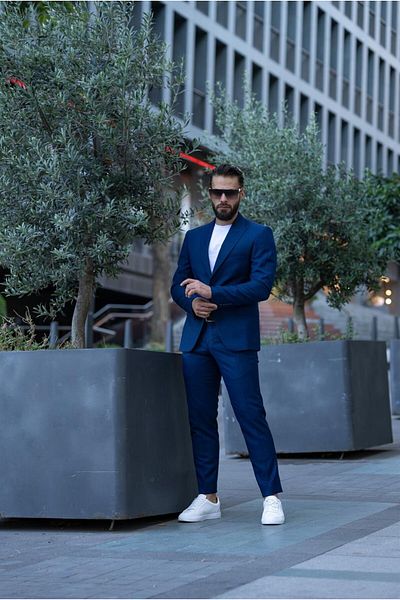 Salihtarzz Italian Cut Suit Navy Blue Sports - Slim Fit SD4982