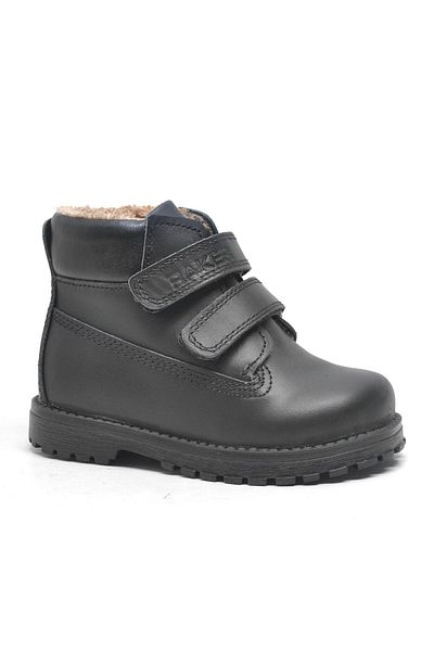 Rakerplus Neson Genuine Leather Black Fur Velcro Unisex Baby Boots