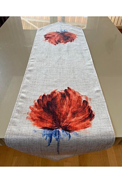 Lia Store عداء بلون كريمي مزين بالزهور مقاس 35*135 سم