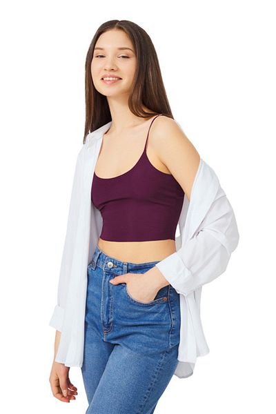 Cottonhill Γυναικείο μπουστάκι Crop με ρυθμιζόμενους λεπτούς ιμάντες Plum