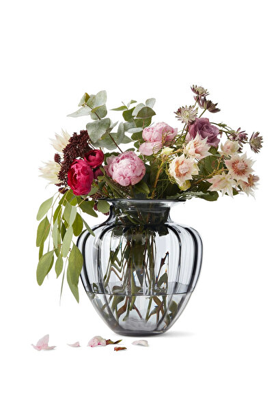 IKEA Handmade Üfleme Cam Vazo Dekoratif Gri 27 cm