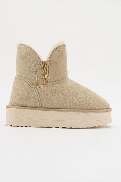 Ccway High Sole Zippered Boots BEIGE