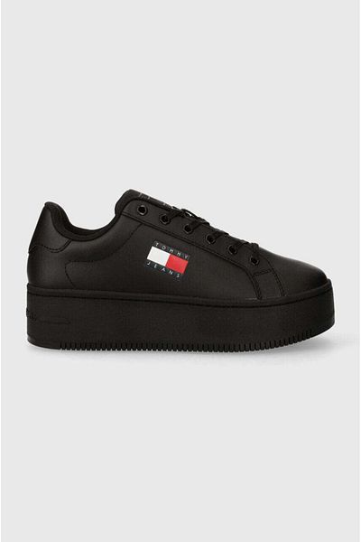 Tommy Hilfiger Dámské logo značky Platforma podpatky Stylové černé tenisky vhodné pro běžné použití En0en02518-
