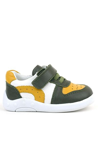 Rakerplus Genuine Leather Khaki Yellow Anatomical Baby Sneakers