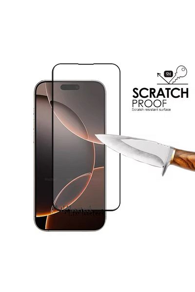 m.tk moveteck غطاء كامل متوافق مع هاتف iPhone 16 Pro، واقي شاشة لامع 5D، زجاج غير قابل للكسر، غراء زجاجي للشاشة