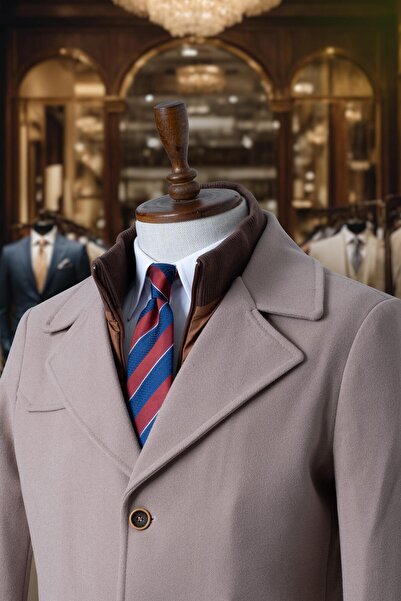 Salihtarzz Men's Coat with Cashmere Cream Vest SD7857