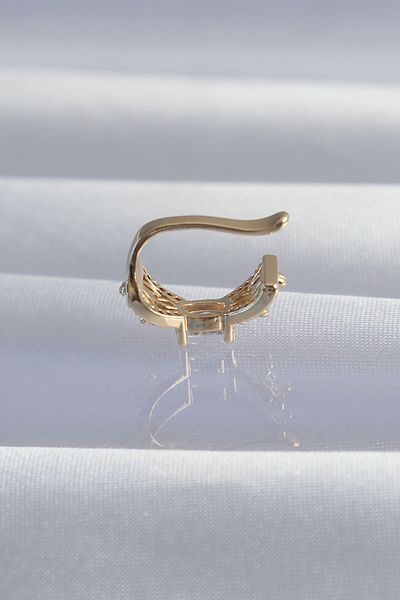 Skygo Gold Colored Brass Zircon Stone Earcuff Earrings - Tj-bkp9337