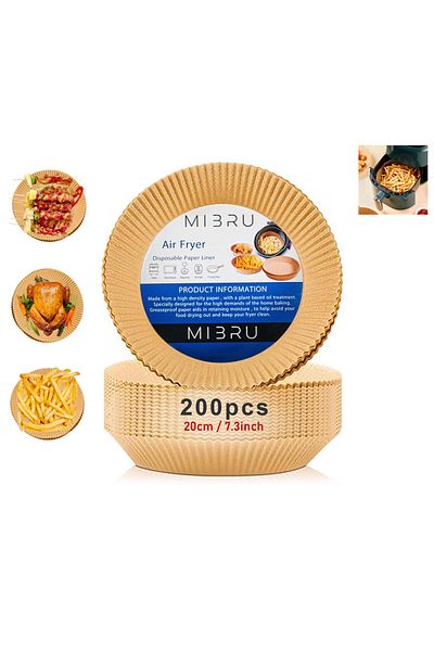 MIBRU Air fryer paper food plate liner brown 16+4.5cm*200 pcs