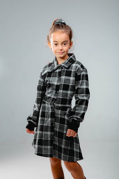 rg kidsstore Set rochie prințesă pentru copii cu model în carouri cu detaliu pătrat