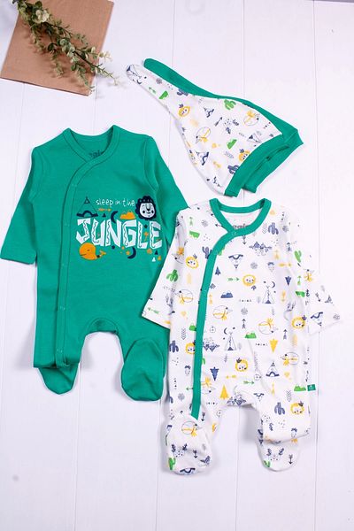 Babydonat Jungle Patterned 4-Piece Jumpsuit Set for Baby Boy
