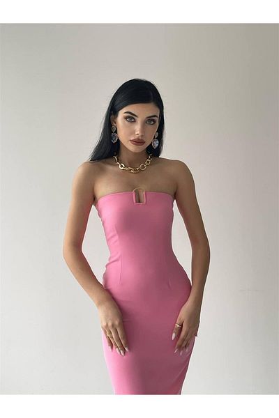 conconmoda Edna Strapless Midi Dress - Pink