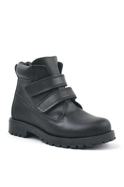 Rakerplus Cizme pentru copii Neson din piele naturală neagră cu velcro