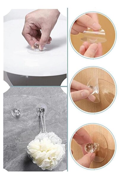 Sekiz8 4 مقابض كريستالية - شماعات لاصقة للخزانة والمرآة ومقبض سحب للباب