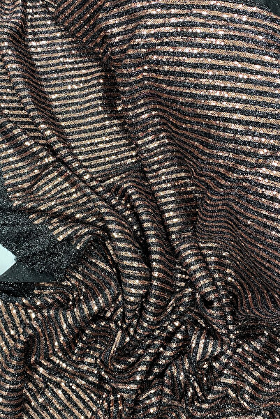 Genel Markalar Sakallı Çizgili Pullu Kumaş  Pullu Payet Kumaş Abiye Nişan Düğ...