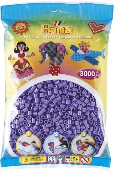 Hama Midi Bead 3,000 Pieces - Pastel Purple