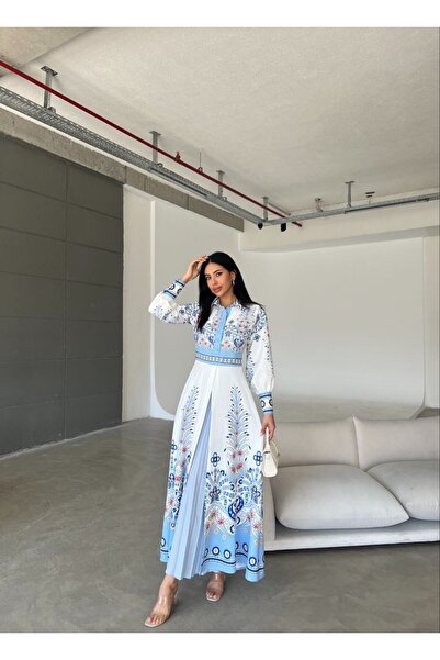 WellWay فستان قماش أطلس (يشمل الحزام) - أبيض Nhn28