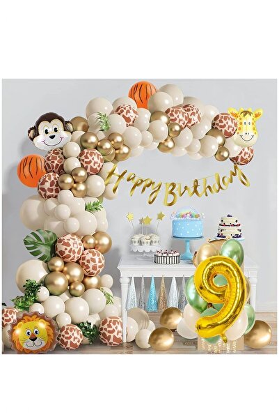 BİDOLUMUTLULUK Safari Desenli Doğum Günü Konsepti Parti Kutlama Doğum Günü Ko...